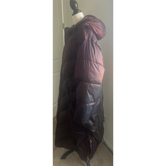 Ava & Viv Women’s Plus Size Winter Puffer Long 2-Way Zip Front Burgundy Coat 2X - Picture 5 of 16